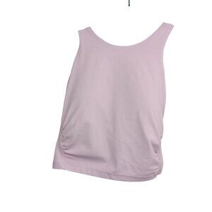 ATHLETA Women's High Neck Crop Top Size M Pink Padded Bra Crisscross Back